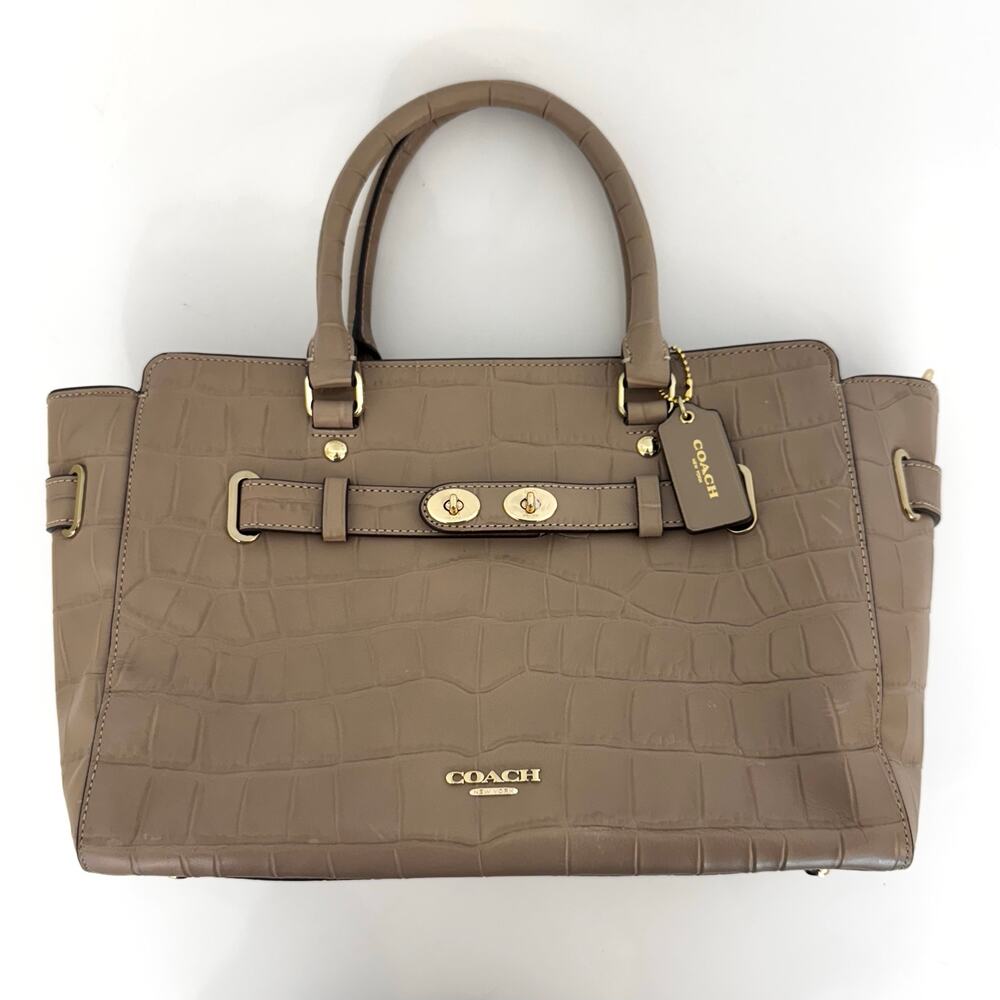 COACH Blake Carryall Croc-Embossed Leather Satchel Tote Bag Beechwood F37099 - Picture 3 of 16